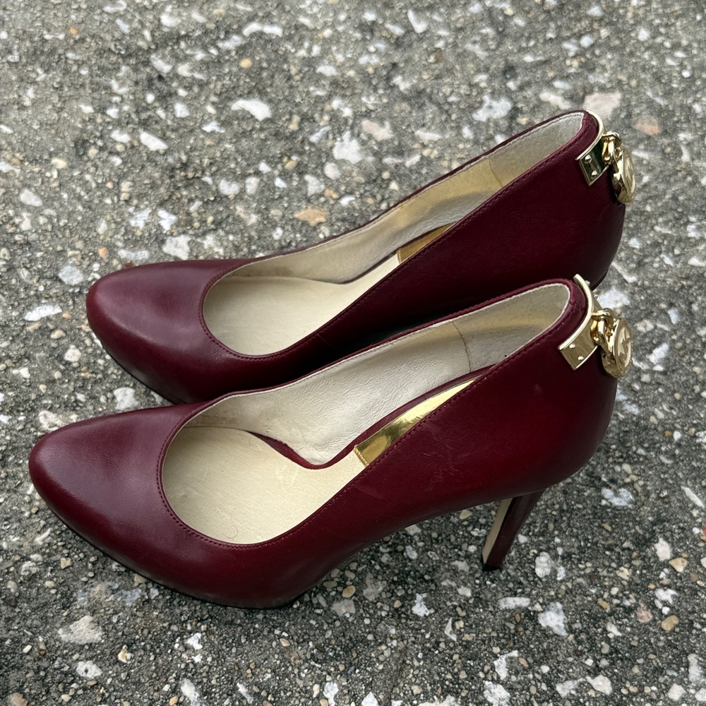 MICHAEL Michael Kors Wine Red Heels with Gold Detail